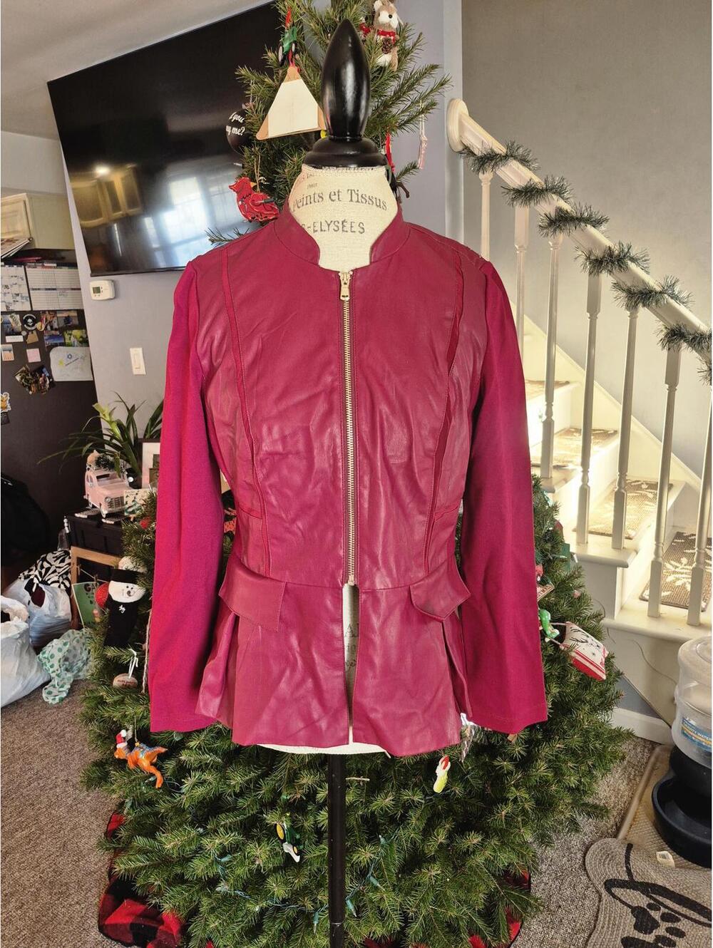 CLEARANCE Chico's Women's Red Leather Jacket Size 1 (US 8/10)